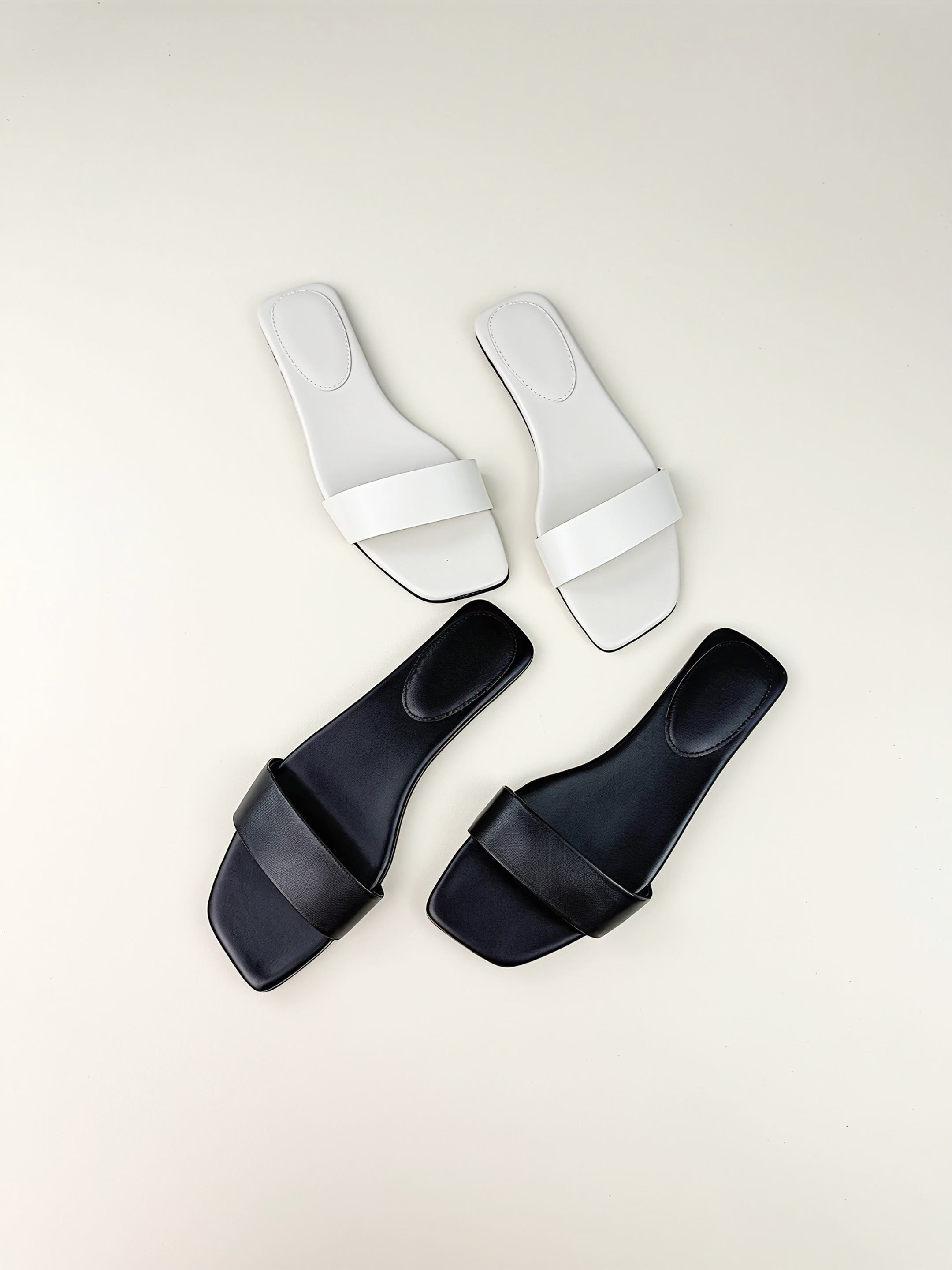Black and White Slide Sandals